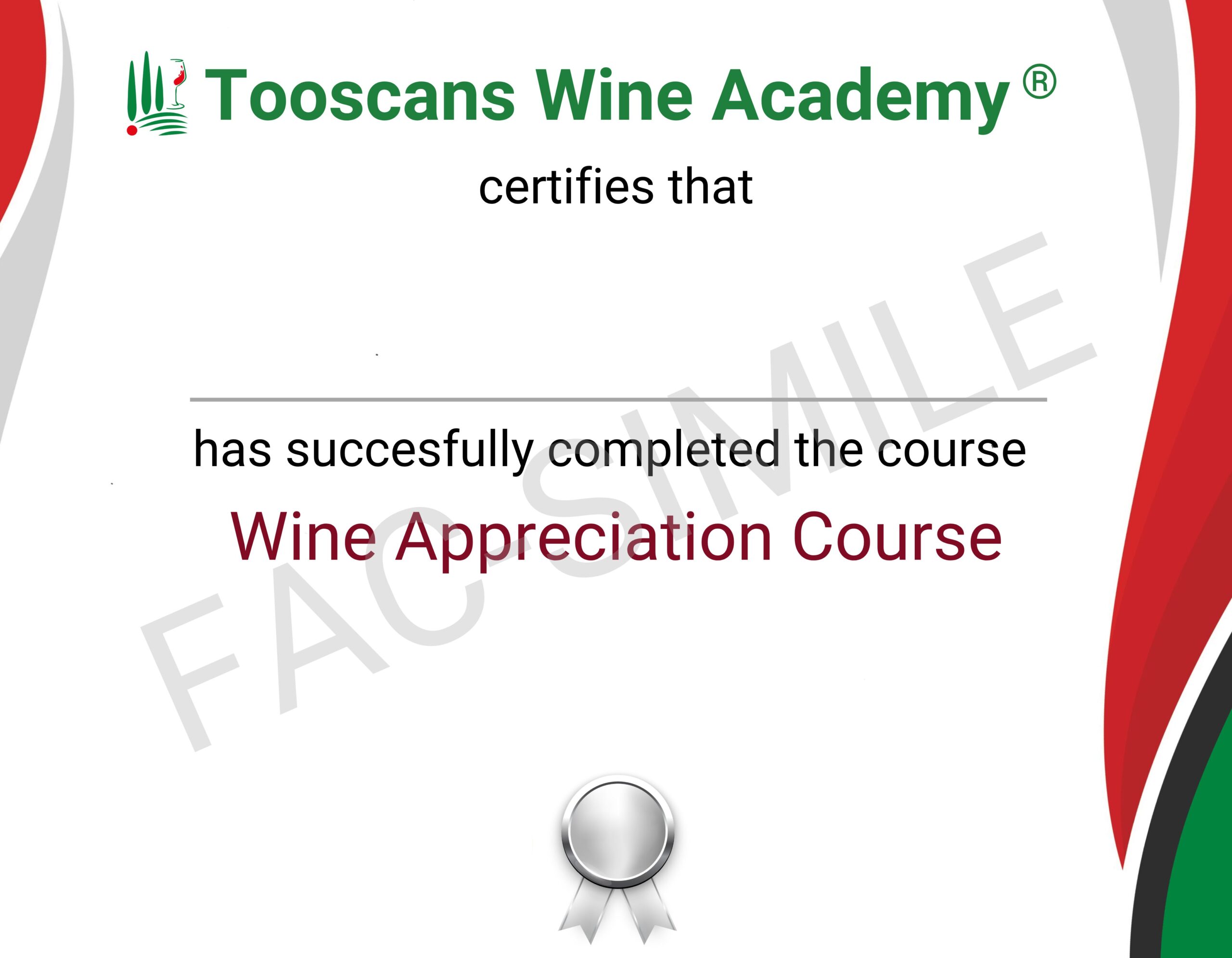 Wine Appreciation Course certificate